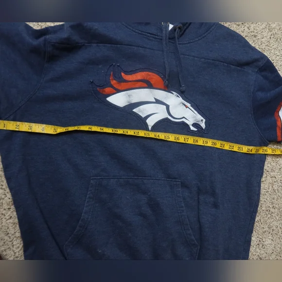 Denver Broncos Football Men's Blue Hoodie with Orange Accents - Picture 15 of 16